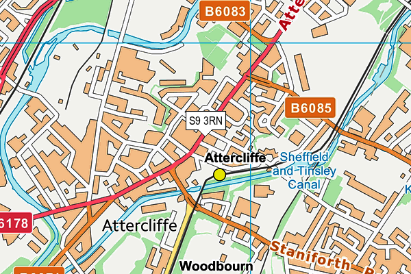 S9 3RN map - OS VectorMap District (Ordnance Survey)