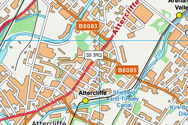 S9 3RQ map - OS VectorMap District (Ordnance Survey)