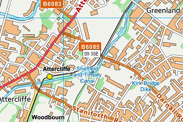 S9 3SE map - OS VectorMap District (Ordnance Survey)