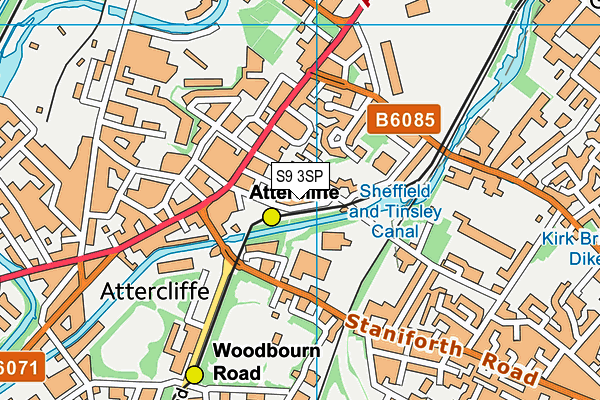 S9 3SP map - OS VectorMap District (Ordnance Survey)