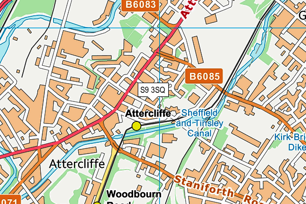 S9 3SQ map - OS VectorMap District (Ordnance Survey)