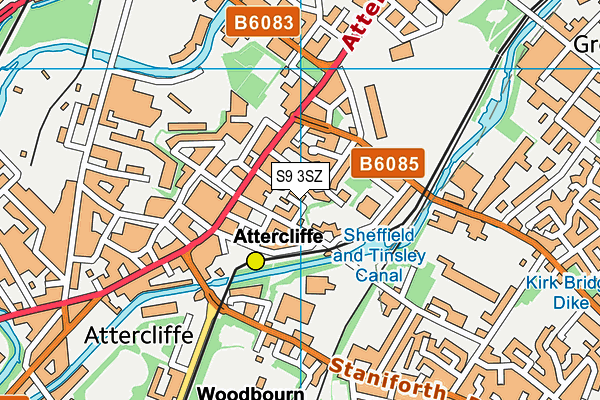 S9 3SZ map - OS VectorMap District (Ordnance Survey)