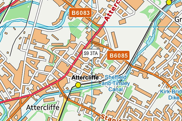 S9 3TA map - OS VectorMap District (Ordnance Survey)