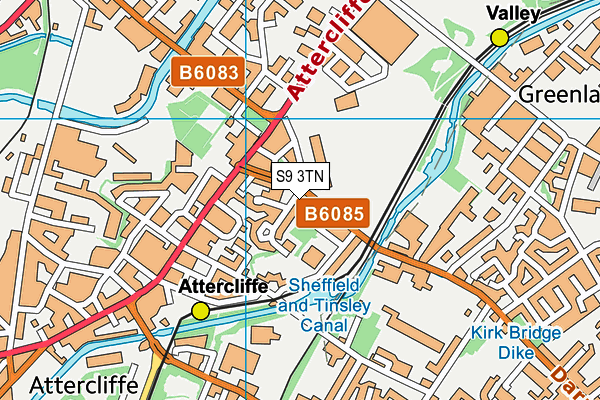 S9 3TN map - OS VectorMap District (Ordnance Survey)