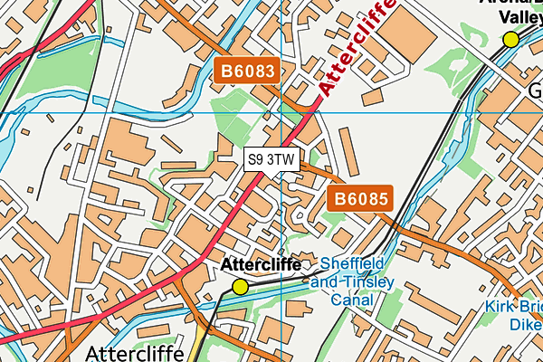 S9 3TW map - OS VectorMap District (Ordnance Survey)