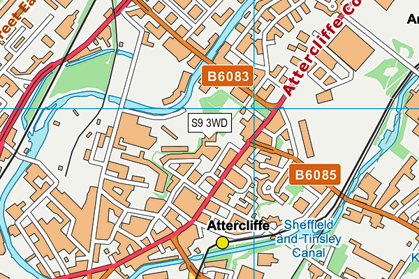 S9 3WD map - OS VectorMap District (Ordnance Survey)