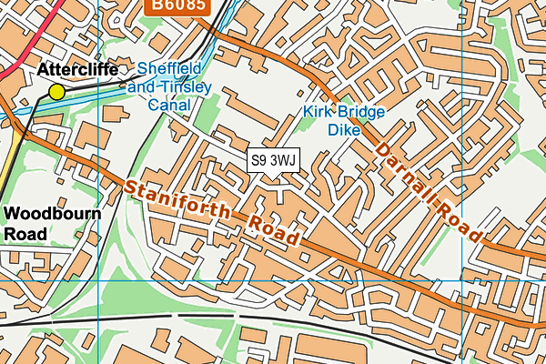 S9 3WJ map - OS VectorMap District (Ordnance Survey)