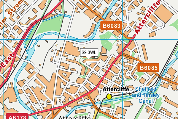 S9 3WL map - OS VectorMap District (Ordnance Survey)