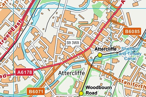 S9 3WX map - OS VectorMap District (Ordnance Survey)