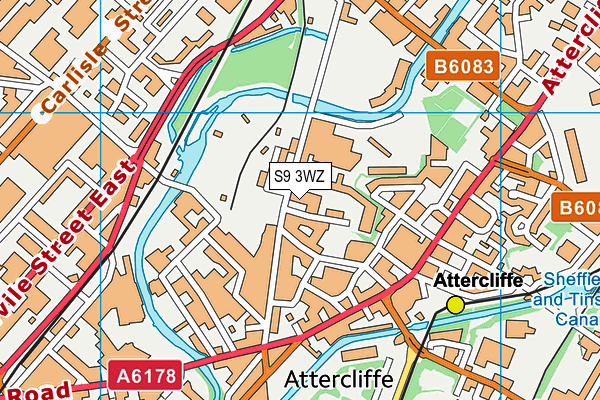 S9 3WZ map - OS VectorMap District (Ordnance Survey)