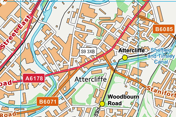 S9 3XB map - OS VectorMap District (Ordnance Survey)