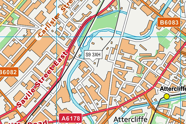 S9 3XH map - OS VectorMap District (Ordnance Survey)