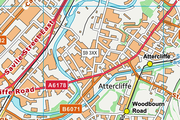 S9 3XX map - OS VectorMap District (Ordnance Survey)