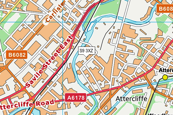 S9 3XZ map - OS VectorMap District (Ordnance Survey)