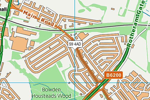 S9 4AD map - OS VectorMap District (Ordnance Survey)