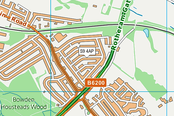 S9 4AP map - OS VectorMap District (Ordnance Survey)