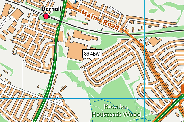 S9 4BW map - OS VectorMap District (Ordnance Survey)