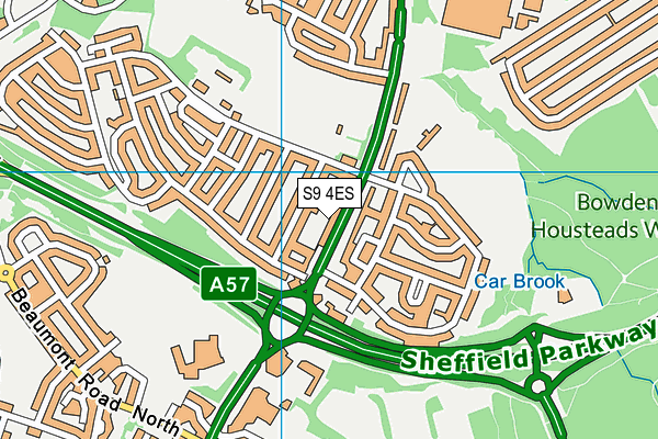 Mather Road Recreation Ground map (S9 4ES) - OS VectorMap District (Ordnance Survey)