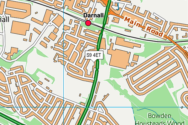 S9 4ET map - OS VectorMap District (Ordnance Survey)