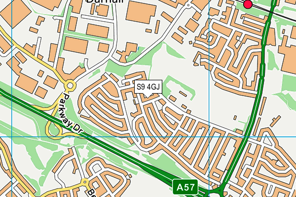 S9 4GJ map - OS VectorMap District (Ordnance Survey)