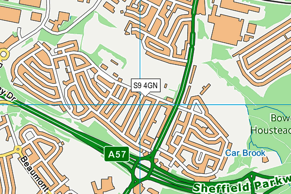 S9 4GN map - OS VectorMap District (Ordnance Survey)