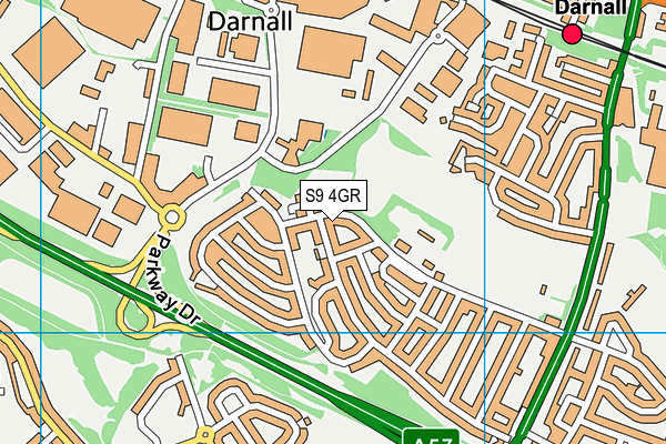 S9 4GR map - OS VectorMap District (Ordnance Survey)