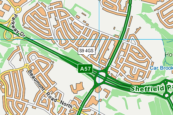 S9 4GS map - OS VectorMap District (Ordnance Survey)