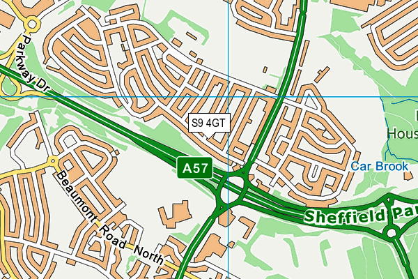 S9 4GT map - OS VectorMap District (Ordnance Survey)