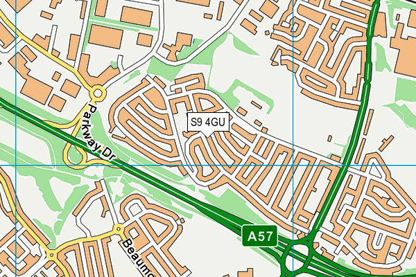S9 4GU map - OS VectorMap District (Ordnance Survey)