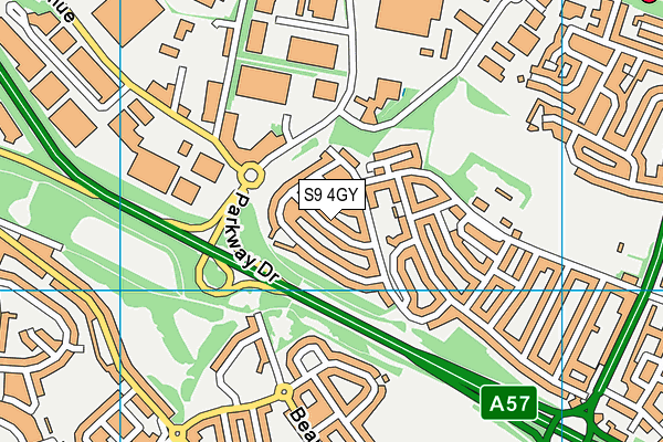S9 4GY map - OS VectorMap District (Ordnance Survey)