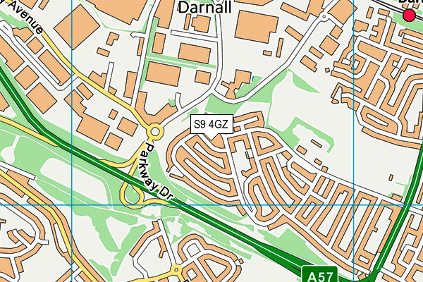 S9 4GZ map - OS VectorMap District (Ordnance Survey)