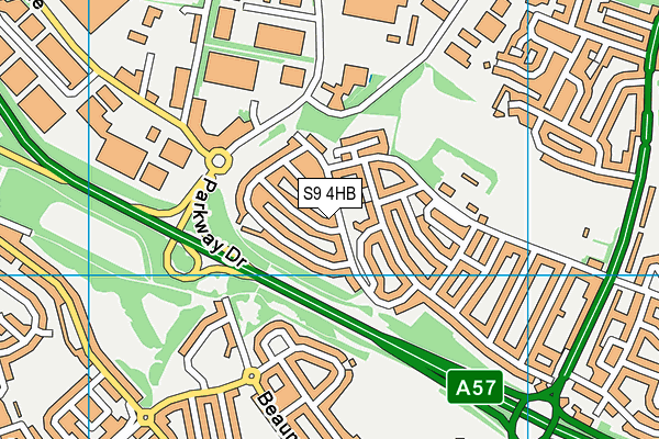 S9 4HB map - OS VectorMap District (Ordnance Survey)