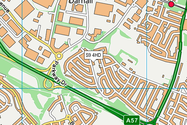 S9 4HD map - OS VectorMap District (Ordnance Survey)