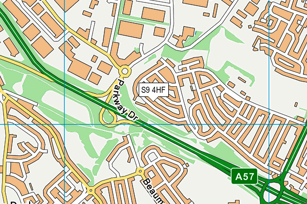 S9 4HF map - OS VectorMap District (Ordnance Survey)