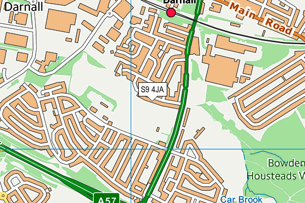 S9 4JA map - OS VectorMap District (Ordnance Survey)