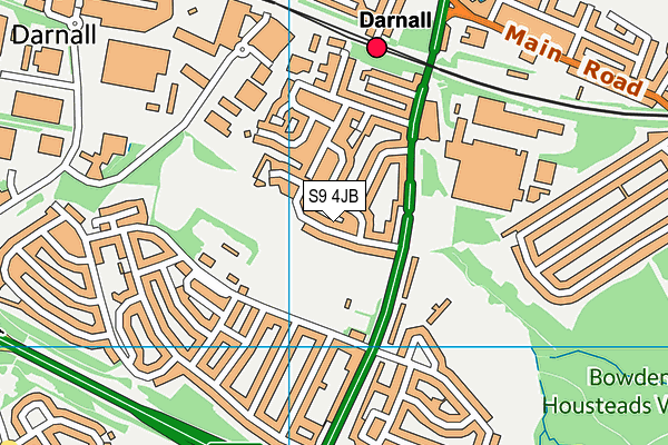 S9 4JB map - OS VectorMap District (Ordnance Survey)