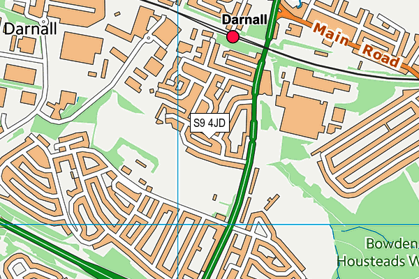 S9 4JD map - OS VectorMap District (Ordnance Survey)