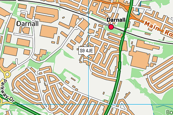 S9 4JE map - OS VectorMap District (Ordnance Survey)