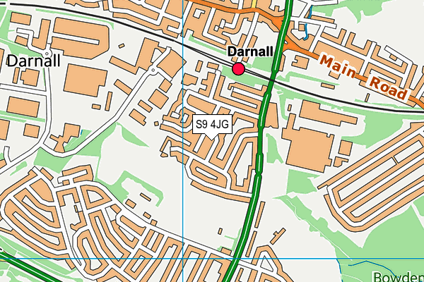 S9 4JG map - OS VectorMap District (Ordnance Survey)