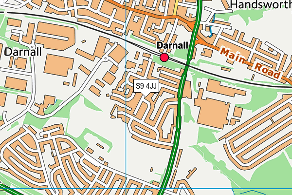 S9 4JJ map - OS VectorMap District (Ordnance Survey)