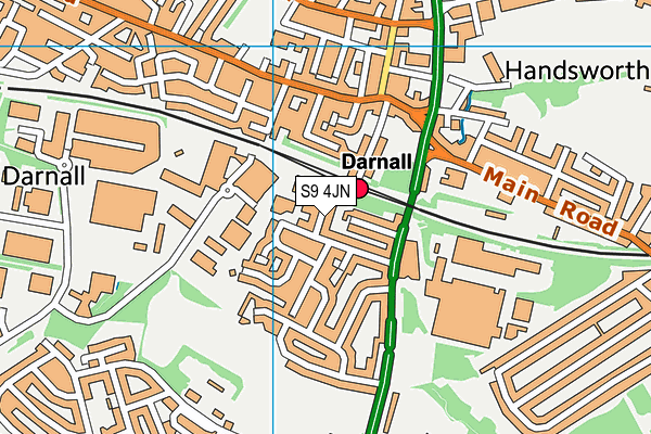 S9 4JN map - OS VectorMap District (Ordnance Survey)