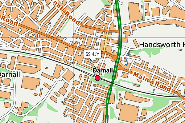 S9 4JY map - OS VectorMap District (Ordnance Survey)