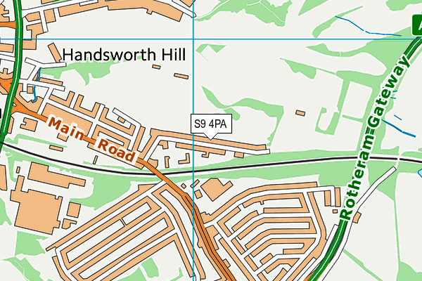 Handsworth Junior Sporting Club map (S9 4PA) - OS VectorMap District (Ordnance Survey)