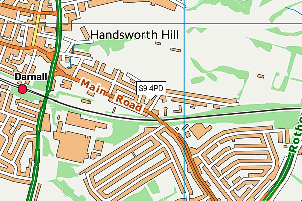 S9 4PD map - OS VectorMap District (Ordnance Survey)