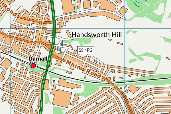 S9 4PG map - OS VectorMap District (Ordnance Survey)