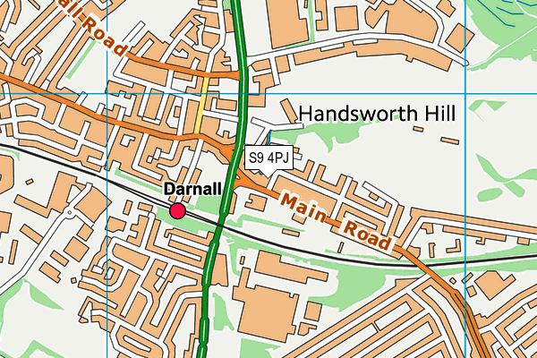 S9 4PJ map - OS VectorMap District (Ordnance Survey)