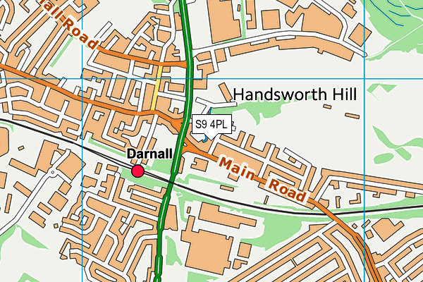 S9 4PL map - OS VectorMap District (Ordnance Survey)