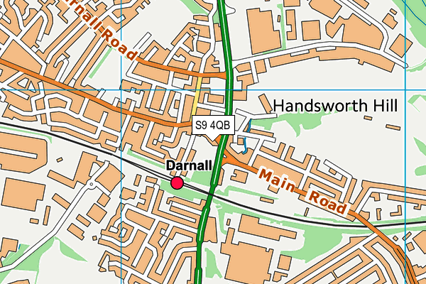 S9 4QB map - OS VectorMap District (Ordnance Survey)