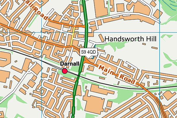 S9 4QD map - OS VectorMap District (Ordnance Survey)