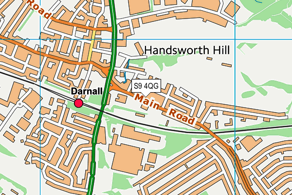 S9 4QG map - OS VectorMap District (Ordnance Survey)